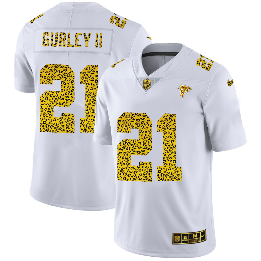 Atlanta Falcons #21 Todd Gurley II Men Nike Flocked Leopard Print Vapor Limited NFL Jersey White